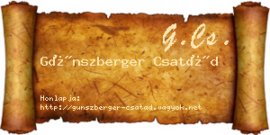 Günszberger Csatád névjegykártya